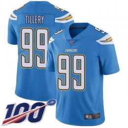 Los Angeles Chargers #99 Jerry Tillery Electric Blue Alternate Men's Stitched NFL 100th Season Vapor Limited Jersey