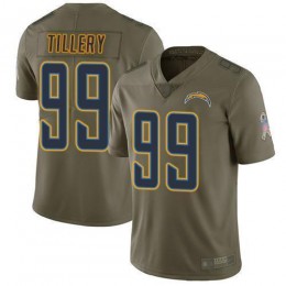 Los Angeles Chargers #99 Jerry Tillery Olive Men's Stitched NFL Limited 2017 Salute to Service Jersey