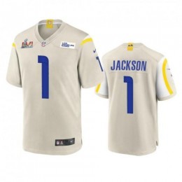 Los Angeles Los Angeles Rams #1 Desean Jackson Men's Super Bowl LVI Patch Game NFL Jersey – Bone Men's