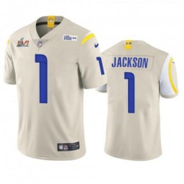 Los Angeles Los Angeles Rams #1 Desean Jackson Men's Super Bowl LVI Patch Vapor Limited NFL Jersey – Bone Men's