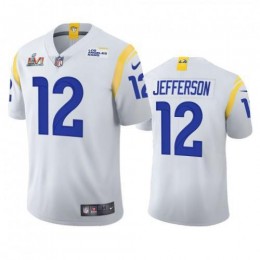 Los Angeles Los Angeles Rams #12 Van Jefferson Men's Super Bowl LVI Patch 2021 Vapor Limited NFL Jersey – White Men's