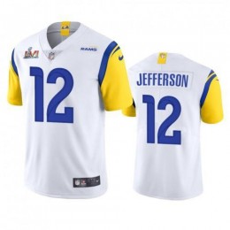 Los Angeles Los Angeles Rams #12 Van Jefferson Men's Super Bowl LVI Patch Alternate Vapor Limited NFL Jersey – White Men's