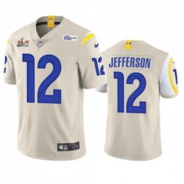 Los Angeles Los Angeles Rams #12 Van Jefferson Men's Super Bowl LVI Patch Vapor Limited NFL Jersey – Bone Men's