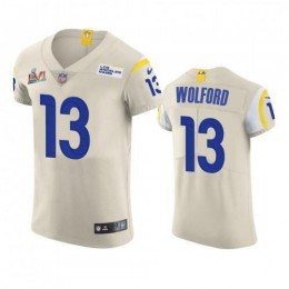 Los Angeles Los Angeles Rams #13 John Wolford Men's Super Bowl LVI Patch Vapor Elite Player NFL Jersey – Bone Men's