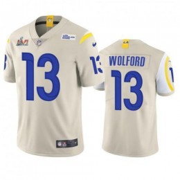 Los Angeles Los Angeles Rams #13 John Wolford Men's Super Bowl LVI Patch Vapor Limited NFL Jersey – Bone Men's