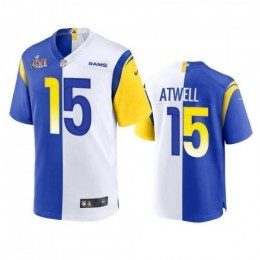 Los Angeles Los Angeles Rams #15 Tutu Atwell Men's Super Bowl LVI Patch Royal White Split Game NFL Limited Jersey
