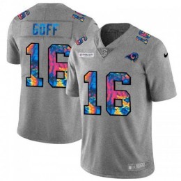 Los Angeles Los Angeles Rams #16 Jared Goff Men's Multi-Color 2020 NFL Crucial Catch NFL Jersey Greyheather Men's