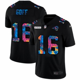 Los Angeles Los Angeles Rams #16 Jared Goff Men's Multi-Color Black 2020 NFL Crucial Catch Vapor Untouchable Limited Jersey