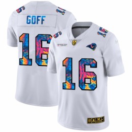 Los Angeles Los Angeles Rams #16 Jared Goff Men's White Multi-Color 2020 NFL Crucial Catch Limited NFL Jersey