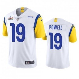 Los Angeles Los Angeles Rams #19 Brandon Powell Men's Super Bowl LVI Patch Alternate Vapor Limited NFL Jersey – White Men's