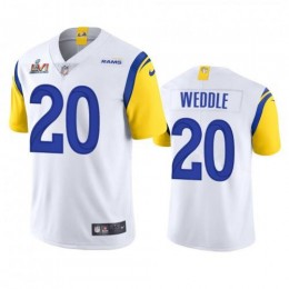 Los Angeles Los Angeles Rams #20 Eric Weddle Men's Super Bowl LVI Patch Alternate Vapor Limited NFL Jersey – White Men's