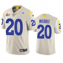 Los Angeles Los Angeles Rams #20 Eric Weddle Men's Super Bowl LVI Patch Vapor Limited NFL Jersey – Bone Men's