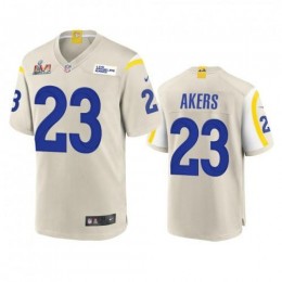 Los Angeles Los Angeles Rams #23 Cam Akers Men's Super Bowl LVI Patch Game NFL Jersey – Bone Men's