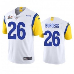 Los Angeles Los Angeles Rams #26 Terrell Burgess Men's Super Bowl LVI Patch Alternate Vapor Limited NFL Jersey – White Men's