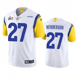 Los Angeles Los Angeles Rams #27 Arrell Henderson Men's Super Bowl LVI Patch Alternate Vapor Limited NFL Jersey – White Men's