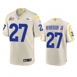 Los Angeles Los Angeles Rams #27 Darrell Henderson Men's Super Bowl LVI Patch Game NFL Jersey – Bone Men's