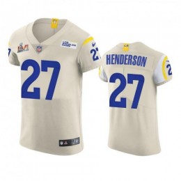 Los Angeles Los Angeles Rams #27 Darrell Henderson Men's Super Bowl LVI Patch Vapor Elite Player NFL Jersey – Bone Men's