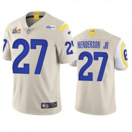 Los Angeles Los Angeles Rams #27 Darrell Henderson Men's Super Bowl LVI Patch Vapor Limited NFL Jersey – Bone Men's