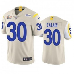 Los Angeles Los Angeles Rams #30 Raymond Calais Men's Super Bowl LVI Patch Vapor Limited NFL Jersey – Bone Men's