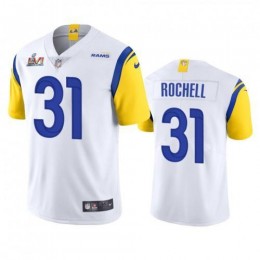Los Angeles Los Angeles Rams #31 Robert Rochell Men's Super Bowl LVI Patch Alternate Vapor Limited NFL Jersey – White Men's