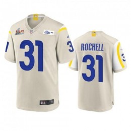 Los Angeles Los Angeles Rams #31 Robert Rochell Men's Super Bowl LVI Patch Game NFL Jersey – Bone Men's