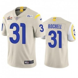 Los Angeles Los Angeles Rams #31 Robert Rochell Men's Super Bowl LVI Patch Vapor Limited NFL Jersey – Bone Men's