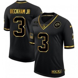 Los Angeles Los Angeles Rams #3 Odell Beckham Jr. Men's 2020 Salute To Service Golden Limited NFL Jersey Black Men's