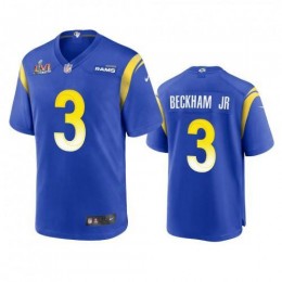 Los Angeles Los Angeles Rams #3 Odell Beckham Jr. Men's Super Bowl LVI Patch Game NFL Jersey – Royal Men's