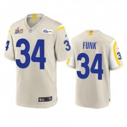 Los Angeles Los Angeles Rams #34 Jake Funk Men's Super Bowl LVI Patch Game NFL Jersey – Bone Men's