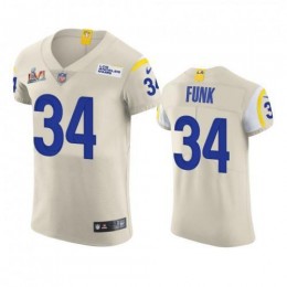 Los Angeles Los Angeles Rams #34 Jake Funk Men's Super Bowl LVI Patch Vapor Elite Player NFL Jersey – Bone Men's