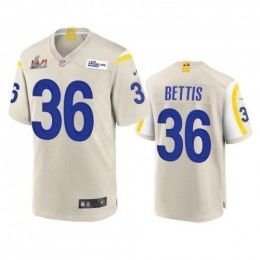 Los Angeles Los Angeles Rams #36 Jerome Bettis Men's Super Bowl LVI Patch Game NFL Jersey – Bone Men's