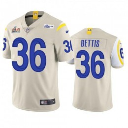 Los Angeles Los Angeles Rams #36 Jerome Bettis Men's Super Bowl LVI Patch Vapor Limited NFL Jersey – Bone Men's