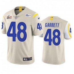 Los Angeles Los Angeles Rams #48 Chris Garrett Men's Super Bowl LVI Patch Vapor Limited NFL Jersey – Bone Men's