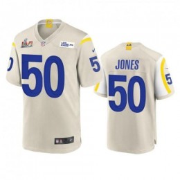 Los Angeles Los Angeles Rams #50 Ernest Jones Men's Super Bowl LVI Patch Game NFL Jersey – Bone Men's