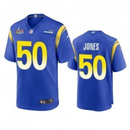 Los Angeles Los Angeles Rams #50 Ernest Jones Men's Super Bowl LVI Patch Game NFL Jersey – Royal Men's
