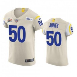 Los Angeles Los Angeles Rams #50 Ernest Jones Men's Super Bowl LVI Patch Vapor Elite Player NFL Jersey – Bone Men's