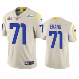 Los Angeles Los Angeles Rams #71 Bobby Evans Men's Super Bowl LVI Patch Vapor Limited NFL Jersey – Bone Men's