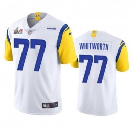 Los Angeles Los Angeles Rams #77 Andrew Whitworth Men's Super Bowl LVI Patch Alternate Vapor Limited NFL Jersey – White Men's