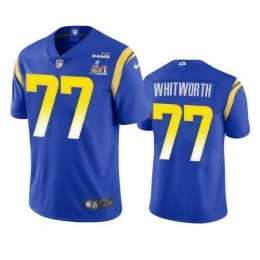 Los Angeles Los Angeles Rams #77 Andrew Whitworth Men's Super Bowl LVI Patch Vapor Limited NFL Jersey – Royal Men's
