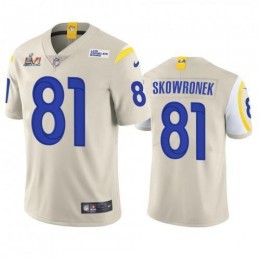 Los Angeles Los Angeles Rams #81 Ben Skowronek Men's Super Bowl LVI Patch Vapor Limited NFL Jersey – Bone Men's