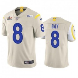 Los Angeles Los Angeles Rams #8 Matt Gay Men's Super Bowl LVI Patch Vapor Limited NFL Jersey – Bone Men's