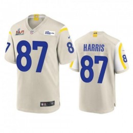 Los Angeles Los Angeles Rams #87 Jacob Harris Men's Super Bowl LVI Patch Game NFL Jersey – Bone Men's