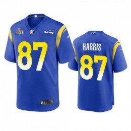 Los Angeles Los Angeles Rams #87 Jacob Harris Men's Super Bowl LVI Patch Game NFL Jersey – Royal Men's