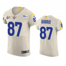 Los Angeles Los Angeles Rams #87 Jacob Harris Men's Super Bowl LVI Patch Vapor Elite Player NFL Jersey – Bone Men's