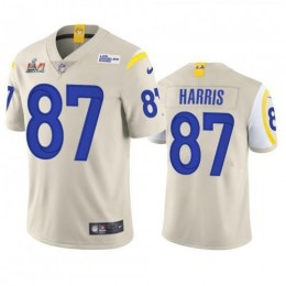 Los Angeles Los Angeles Rams #87 Jacob Harris Men's Super Bowl LVI Patch Vapor Limited NFL Jersey – Bone Men's