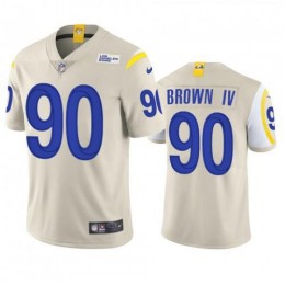 Los Angeles Los Angeles Rams #90 Earnest Brown IV Men's Vapor Limited NFL Jersey – Bone Men's