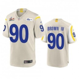 Los Angeles Los Angeles Rams #90 Earnest Brown IV Men's Super Bowl LVI Patch Game NFL Jersey – Bone Men's