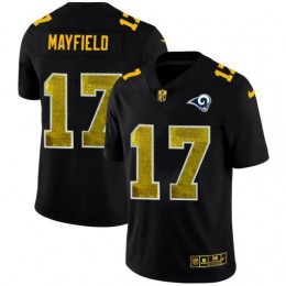 Los Angeles Rams #17 Baker Mayfield Men's Black Golden Sequin Vapor Limited NFL Jersey