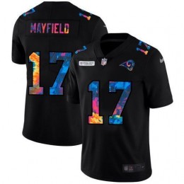 Los Angeles Rams #17 Baker Mayfield Men's Multi-Color Black 2020 NFL Crucial Catch Vapor Untouchable Limited Jersey