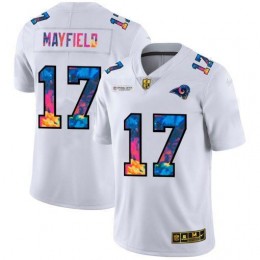 Los Angeles Rams #17 Baker Mayfield Men's White Multi-Color 2020 NFL Crucial Catch Limited NFL Jersey